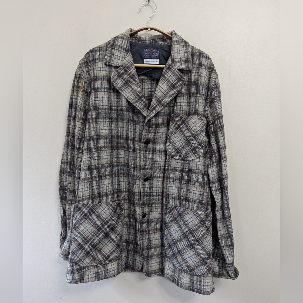 Vintage 70's Pendleton‎ Plaid Wool Chore Coat Shacket Western